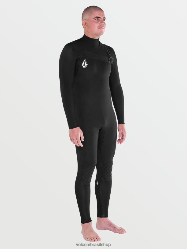 br Volcom homens roupas Fato completo com fecho de peito modulador 3/2mm preto 88NNJ637