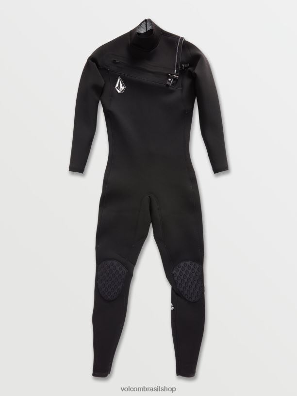 br Volcom homens roupas Fato completo de manga longa modulador 2/2mm preto 88NNJ640