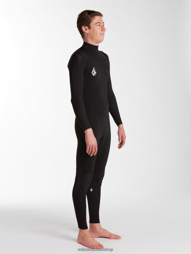 br Volcom homens roupas Fato completo de manga longa modulador 2/2mm preto 88NNJ640