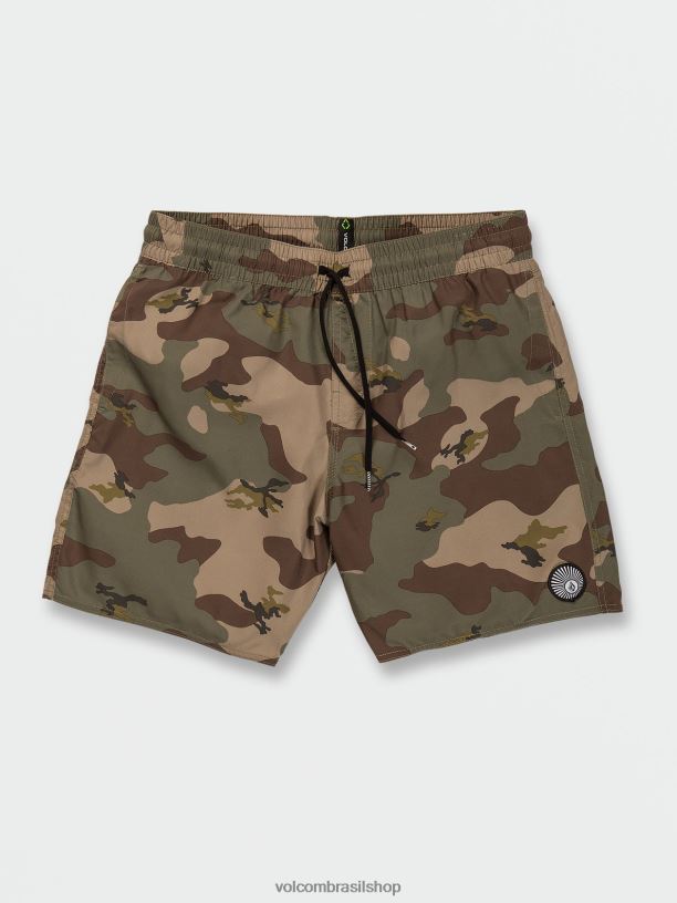 br Volcom homens roupas calção de cintura elástico com estampa central camuflar 88NNJ249