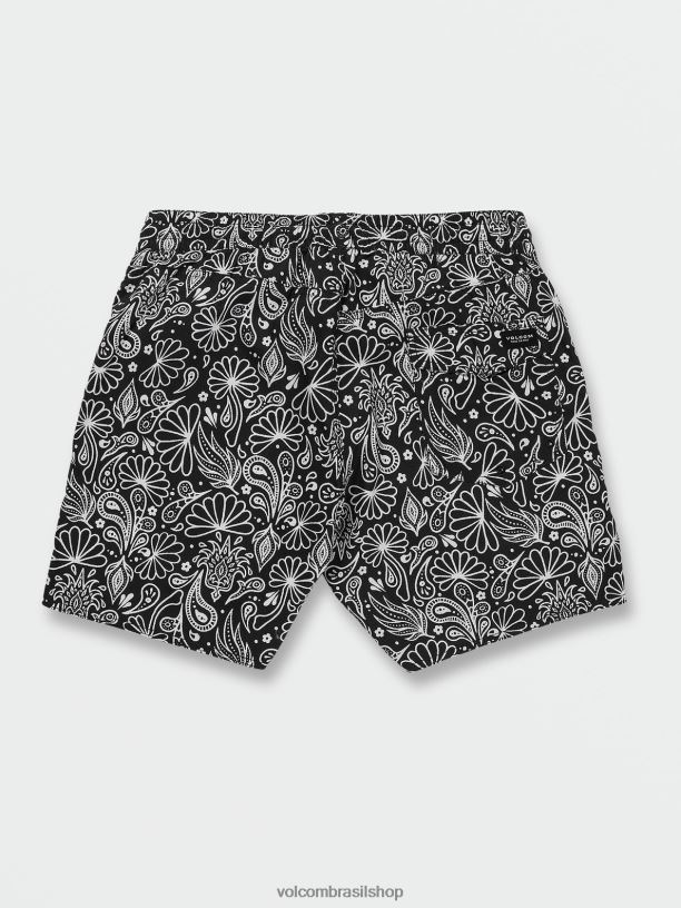 br Volcom homens roupas calção de cintura elástico com estampa central preto 88NNJ287