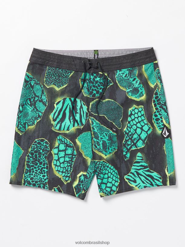 br Volcom homens roupas troncos de pedra amassados preto 88NNJ261