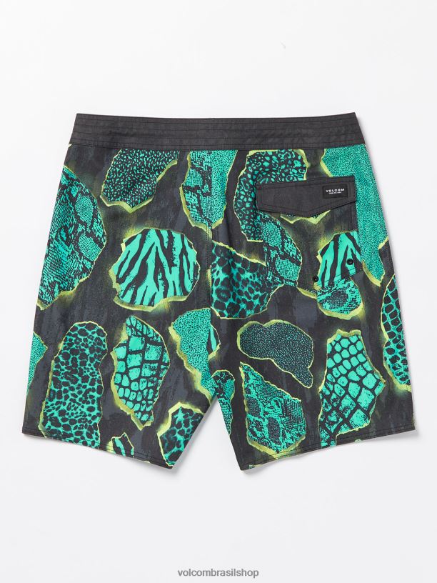 br Volcom homens roupas troncos de pedra amassados preto 88NNJ261