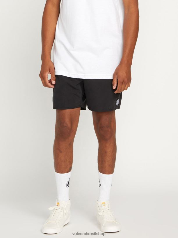 br Volcom homens roupas troncos sólidos lidos preto 88NNJ270