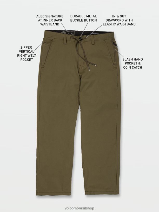 br Volcom homens roupas calça skate vitals alec majerus musgo de inverno 88NNJ314