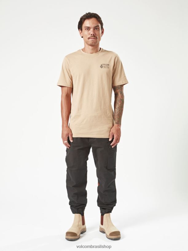 br Volcom homens roupas calças algemadas com calibre de trabalho preto 88NNJ297