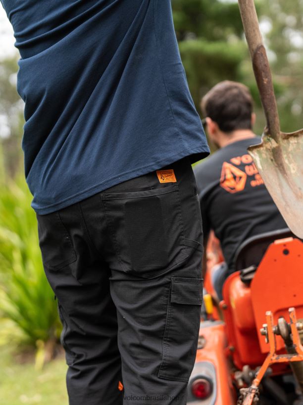 br Volcom homens roupas calças de trabalho leves com medidor de roupa de trabalho preto 88NNJ309