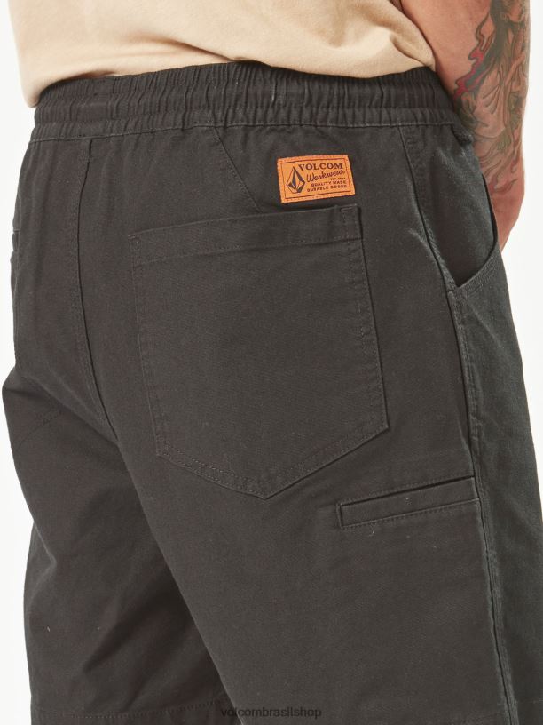 br Volcom homens roupas calções de cintura elástica com pinça de trabalho preto 88NNJ244