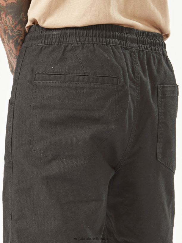 br Volcom homens roupas calções de cintura elástica com pinça de trabalho preto 88NNJ244