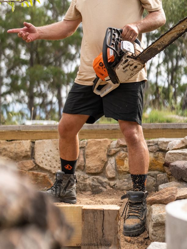 br Volcom homens roupas calções de cintura elástica com pinça de trabalho preto 88NNJ244