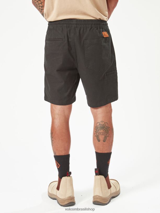 br Volcom homens roupas calções de cintura elástica com pinça de trabalho preto 88NNJ244