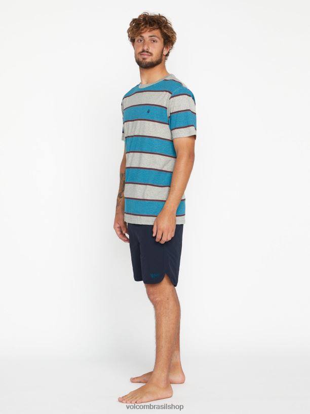 br Volcom homens roupas novo shorts de cintura elástica de pedra envelhecida marinha 88NNJ200