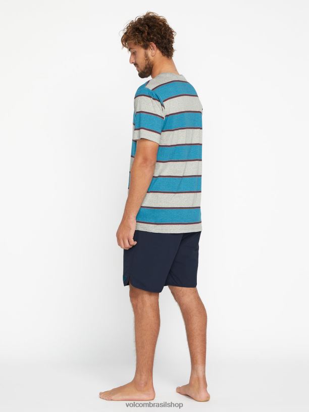 br Volcom homens roupas novo shorts de cintura elástica de pedra envelhecida marinha 88NNJ200