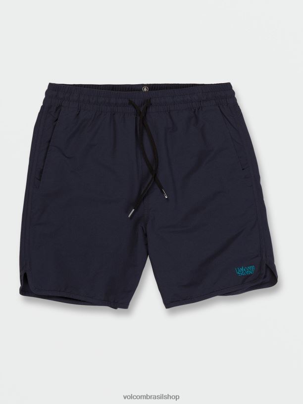 br Volcom homens roupas novo shorts de cintura elástica de pedra envelhecida marinha 88NNJ200