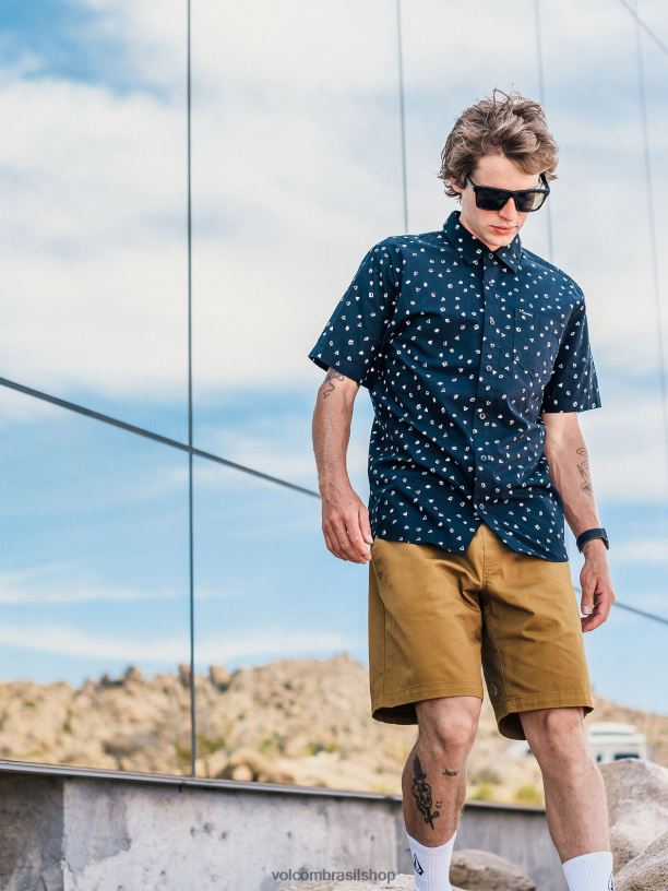 br Volcom homens roupas shorts de cintura elástica frickin caqui escuro 88NNJ223