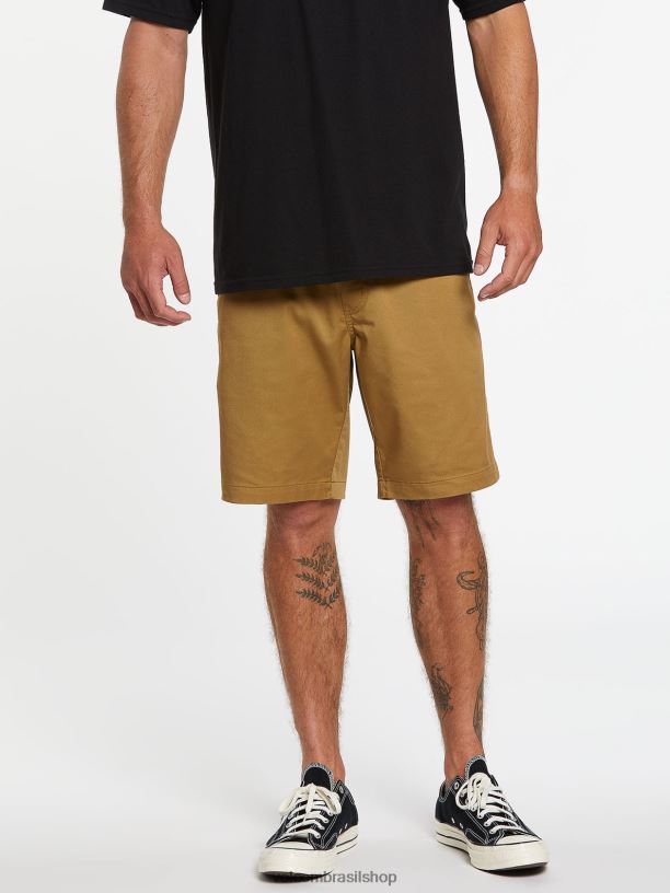 br Volcom homens roupas shorts de cintura elástica frickin caqui escuro 88NNJ223