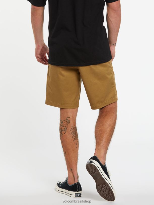 br Volcom homens roupas shorts de cintura elástica frickin caqui escuro 88NNJ223