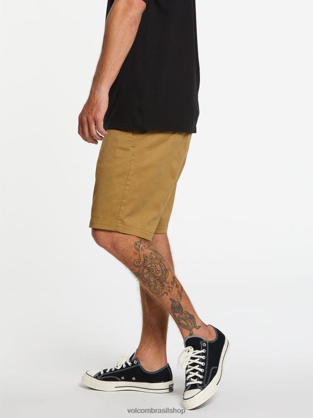 br Volcom homens roupas shorts de cintura elástica frickin caqui escuro 88NNJ223