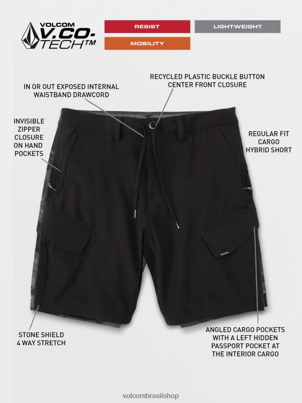 br Volcom homens roupas shorts híbridos country days preto 88NNJ210