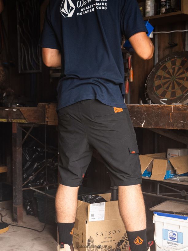 br Volcom homens roupas shorts híbridos de laje de trabalho preto 88NNJ207