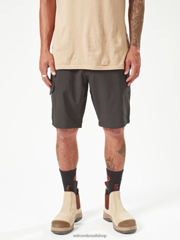 br Volcom homens roupas shorts híbridos de laje de trabalho preto 88NNJ207