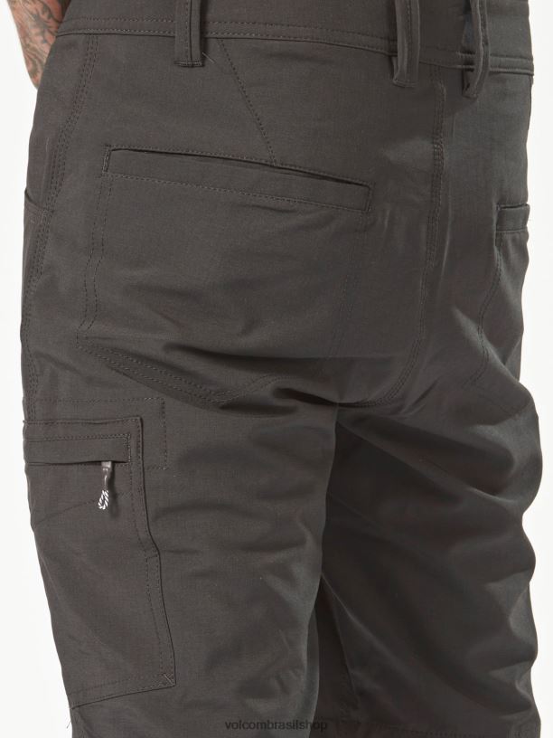 br Volcom homens roupas shorts híbridos de laje de trabalho preto 88NNJ207