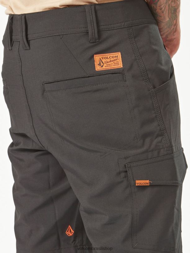 br Volcom homens roupas shorts híbridos de laje de trabalho preto 88NNJ207
