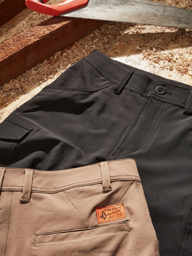 br Volcom homens roupas shorts híbridos de laje de trabalho preto 88NNJ207