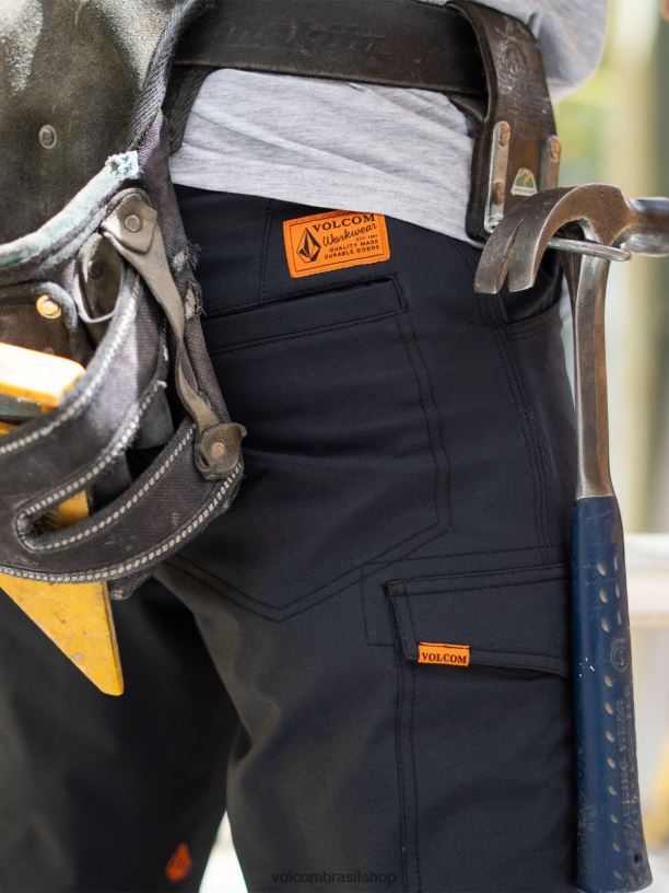 br Volcom homens roupas shorts híbridos de laje de trabalho preto 88NNJ207