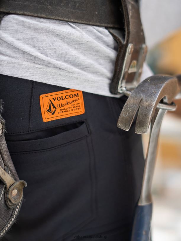 br Volcom homens roupas shorts híbridos de laje de trabalho preto 88NNJ207