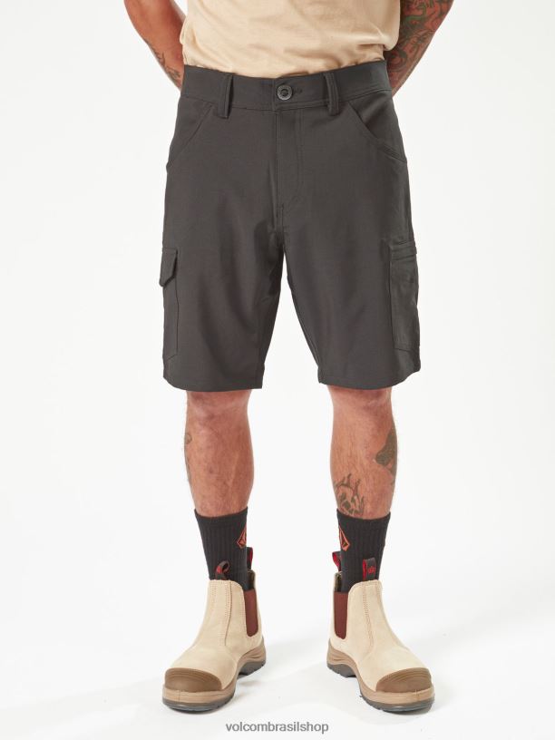 br Volcom homens roupas shorts híbridos de laje de trabalho preto 88NNJ207