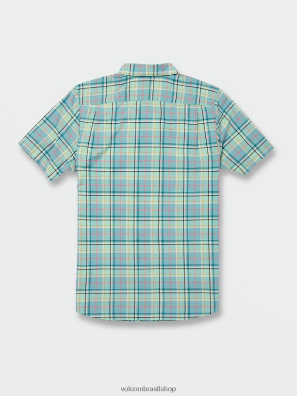 br Volcom homens roupas camisa de manga curta benson litoral azul 88NNJ157