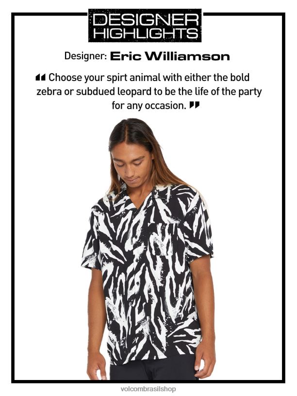 br Volcom homens roupas camisa de manga curta de animais de festa de pedra preto 88NNJ164