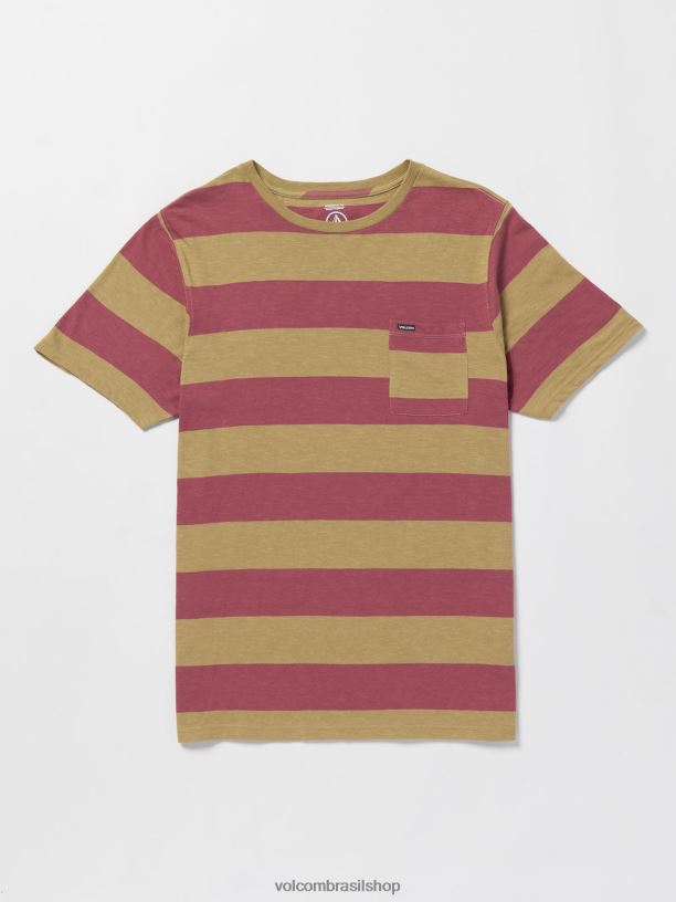 br Volcom homens roupas camisa manga curta bolders caqui escuro 88NNJ131