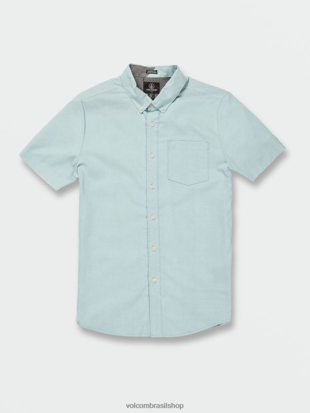 br Volcom homens roupas camisa manga curta everett oxford cali urze azul 88NNJ161