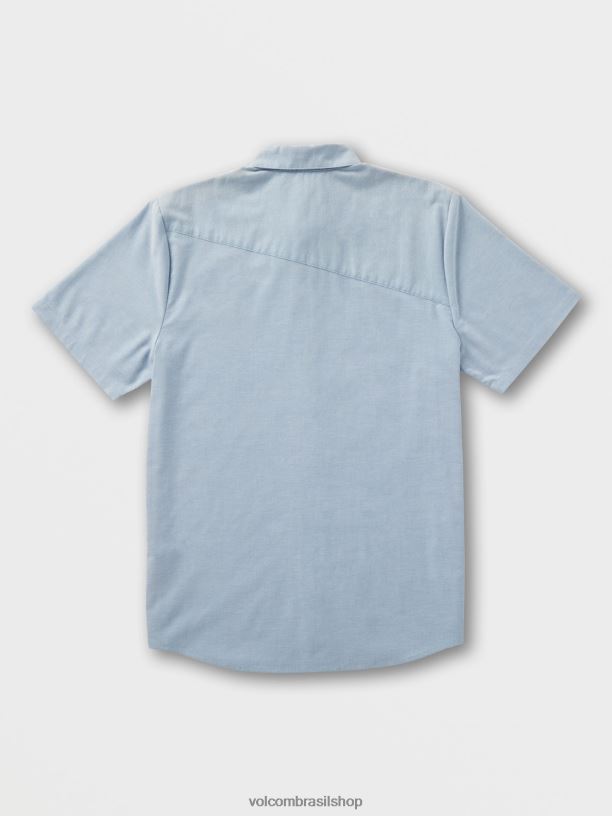 br Volcom homens roupas camisa manga curta everett oxford índigo destruído 88NNJ146