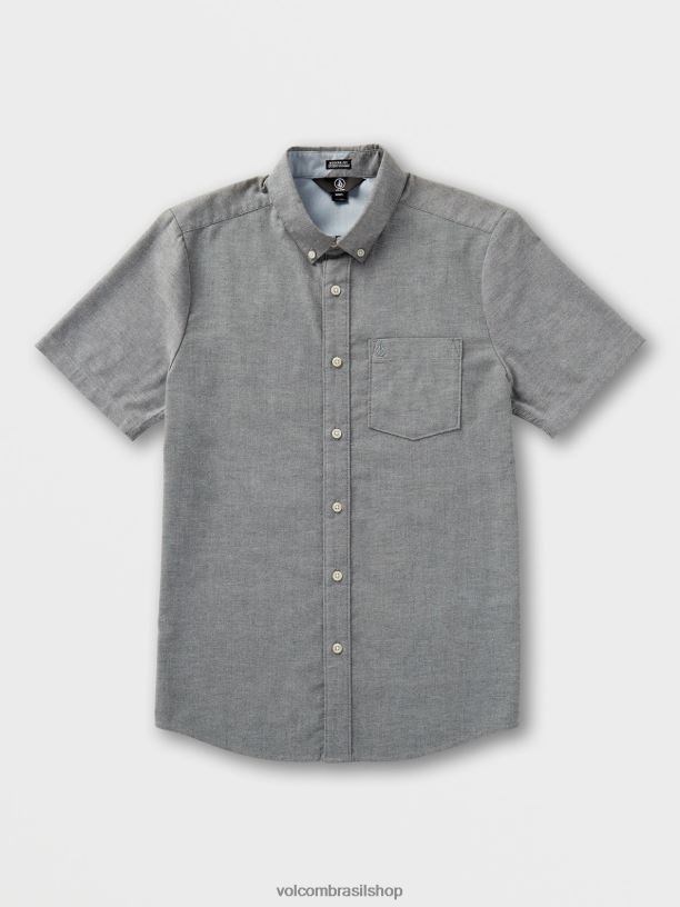 br Volcom homens roupas camisa manga curta everett oxford preto 88NNJ143