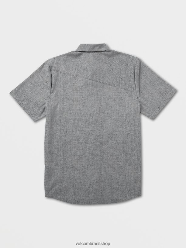 br Volcom homens roupas camisa manga curta everett oxford preto 88NNJ143