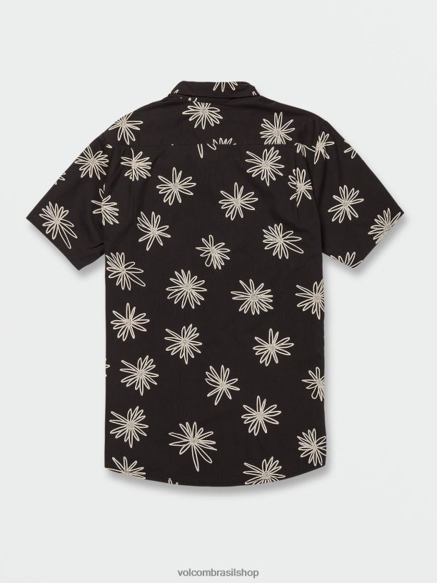 br Volcom homens roupas camisa manga curta preguiçosa dazey preto 88NNJ156