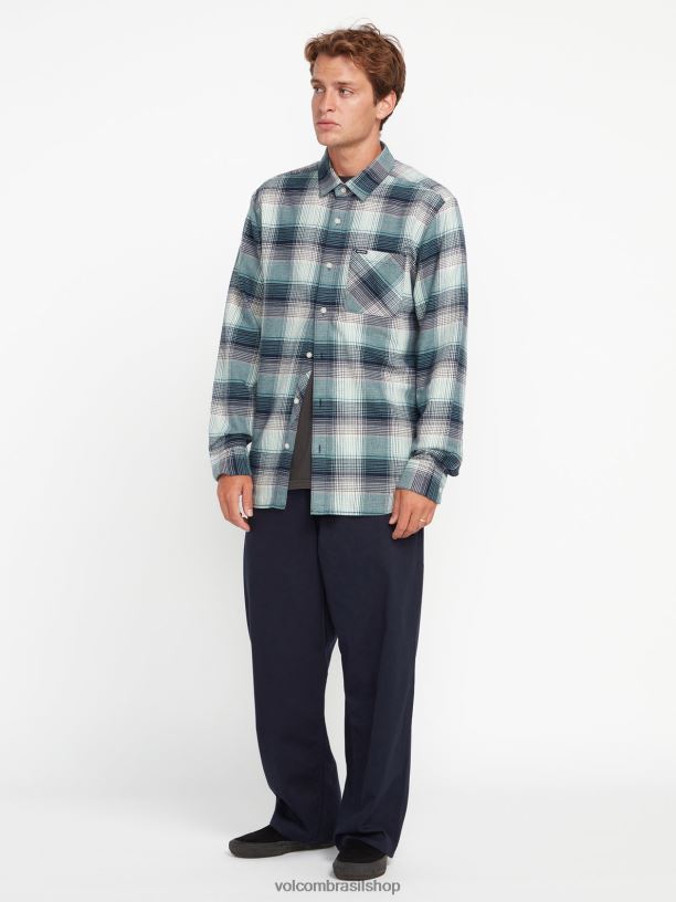 br Volcom homens roupas camisa manga longa glenstone marinha 88NNJ166