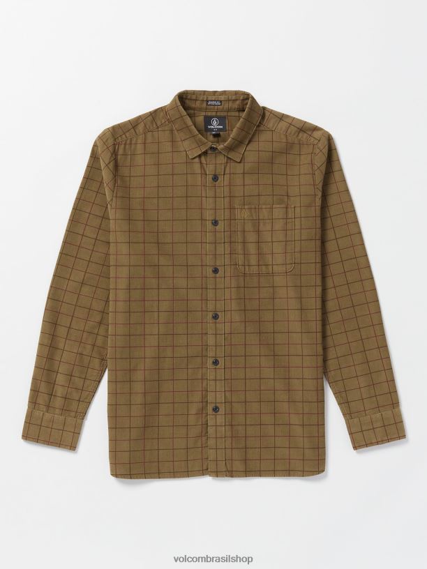 br Volcom homens roupas camisa manga longa zander caqui escuro 88NNJ134
