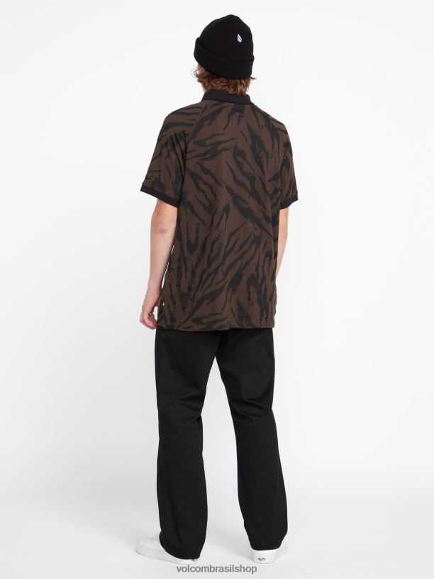 br Volcom homens roupas camisa polo ralphie manga curta tabaco 88NNJ155