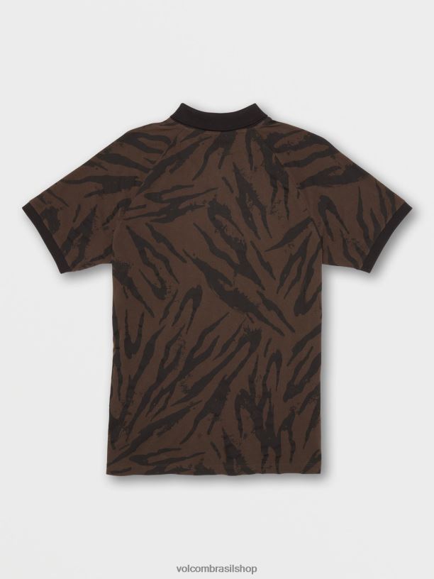br Volcom homens roupas camisa polo ralphie manga curta tabaco 88NNJ155