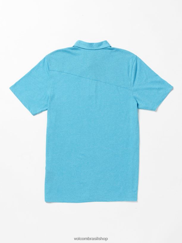 br Volcom homens roupas camisa polo wowzer manga curta azul turco 88NNJ133