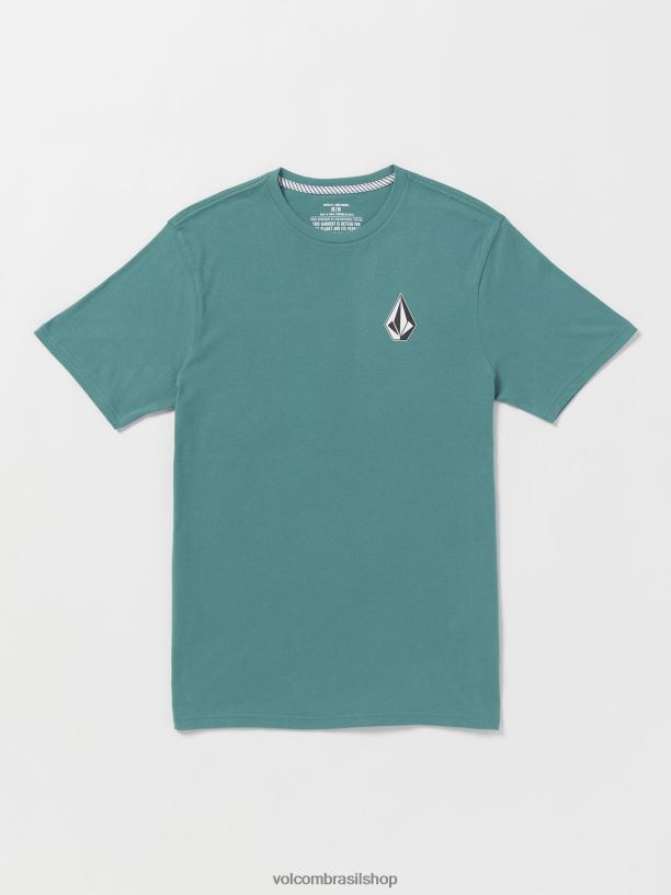 br Volcom homens roupas camiseta de manga curta com pedra icônica serviço azul 88NNJ54
