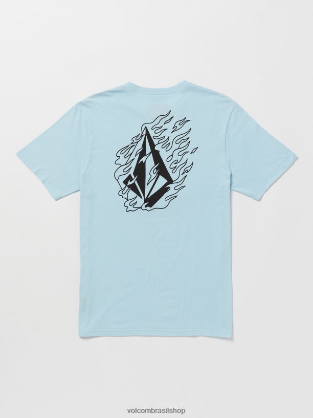 br Volcom homens roupas camiseta de manga curta firefight azul eneovado 88NNJ46