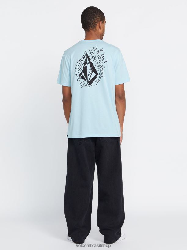 br Volcom homens roupas camiseta de manga curta firefight azul eneovado 88NNJ46