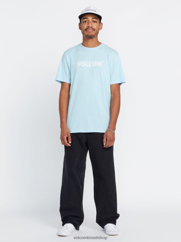 br Volcom homens roupas camiseta de manga curta firefight azul eneovado 88NNJ46