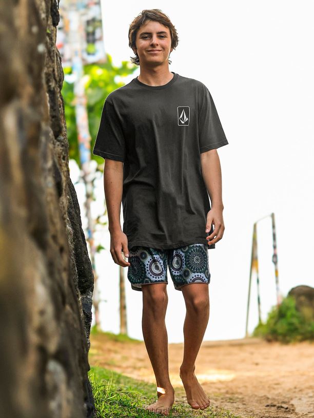 br Volcom homens roupas camiseta de manga curta originator preto vintage 88NNJ65