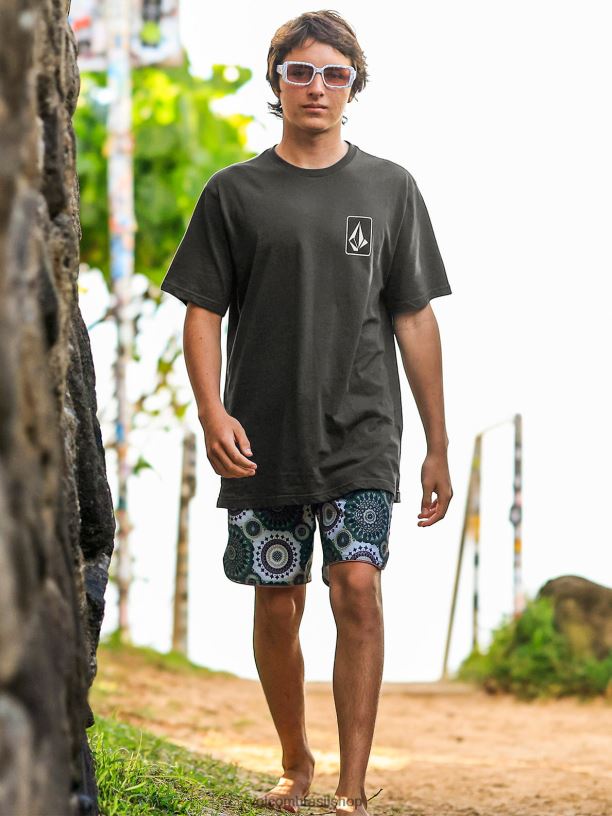 br Volcom homens roupas camiseta de manga curta originator preto vintage 88NNJ65